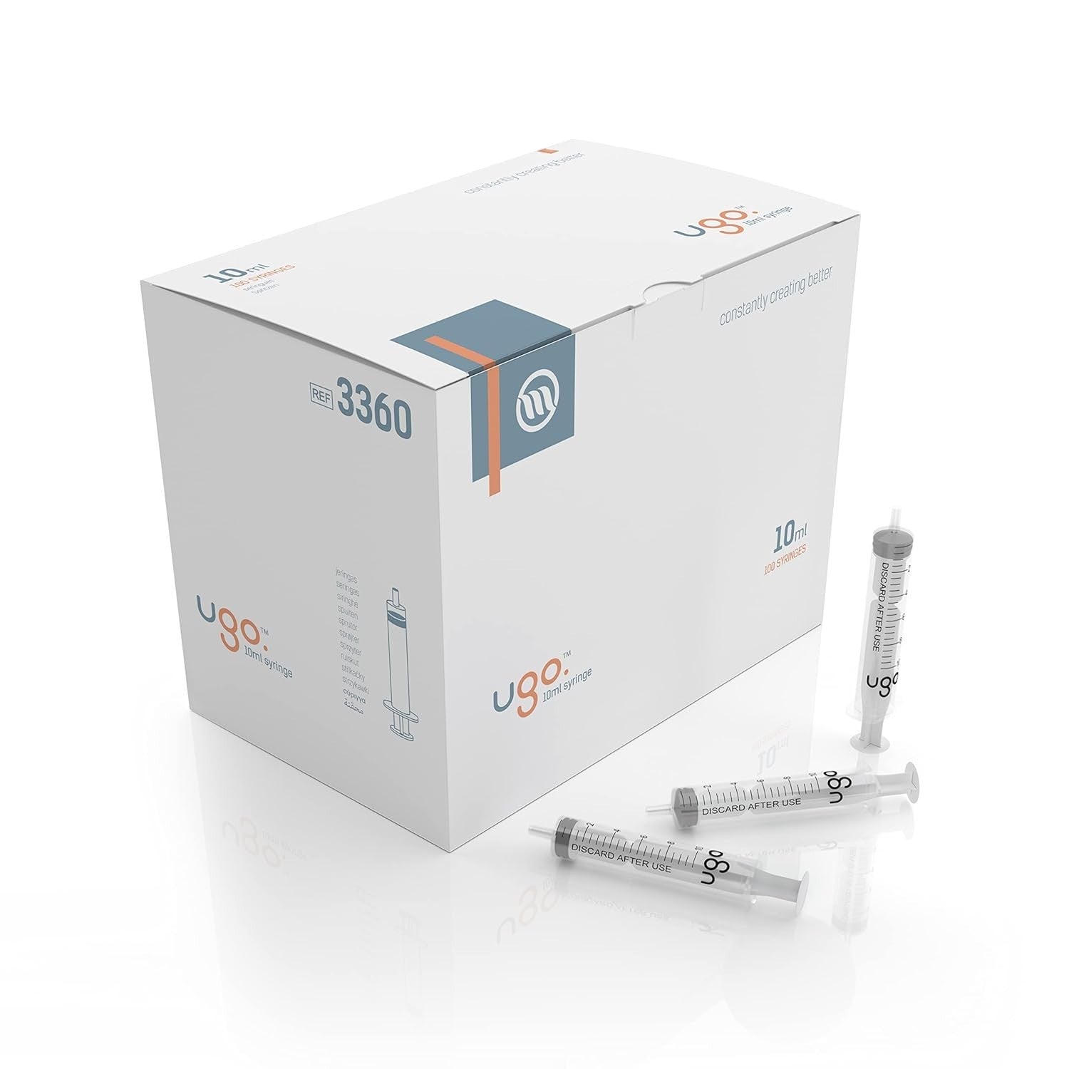 Ugo 10ml Empty Syringe x100 Sterile Hypodermic Syringe Disposable Single New
