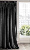 Eurofirany Soft Plain Opaque Velvet Curtain Rufflette 140x270cm Black