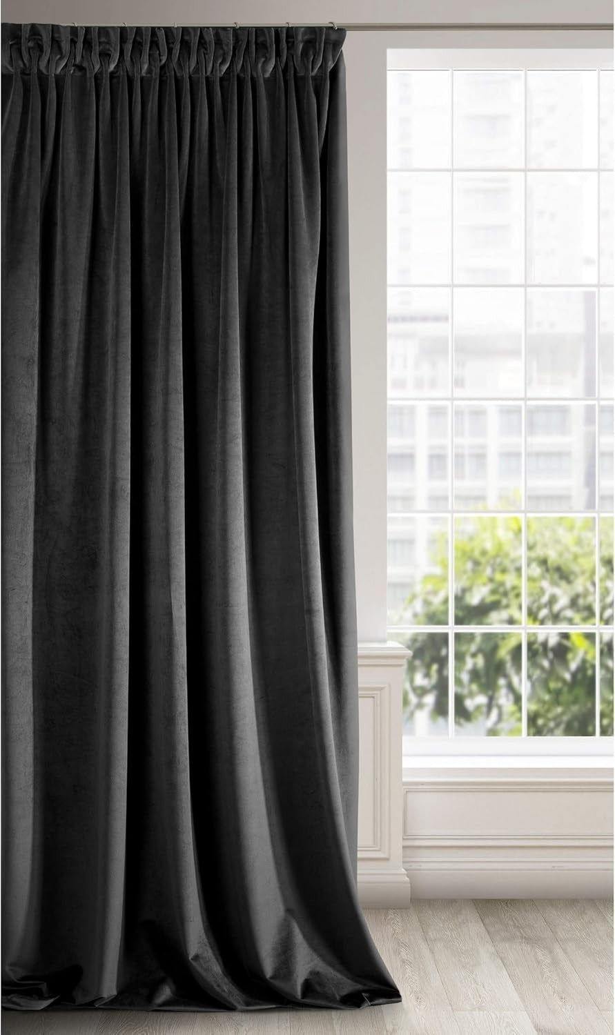 Eurofirany Soft Plain Opaque Velvet Curtain Rufflette 140x270cm Black