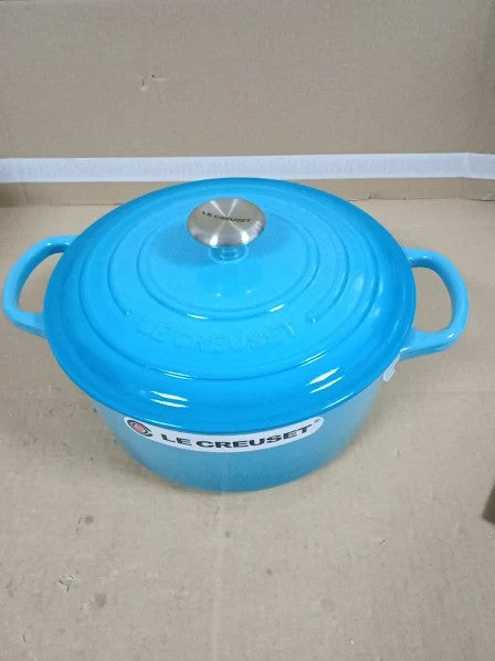 Le Creuset Signature Enamelled Cast Iron Round Casserole Lid 22cm 3.3L Teal New