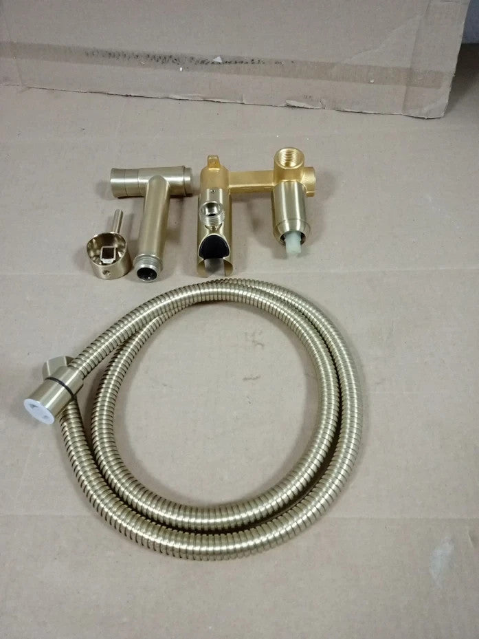 Concealed Wall Mounted Bidet Spray Set Handheld Shattaf Brushed Gold Durable