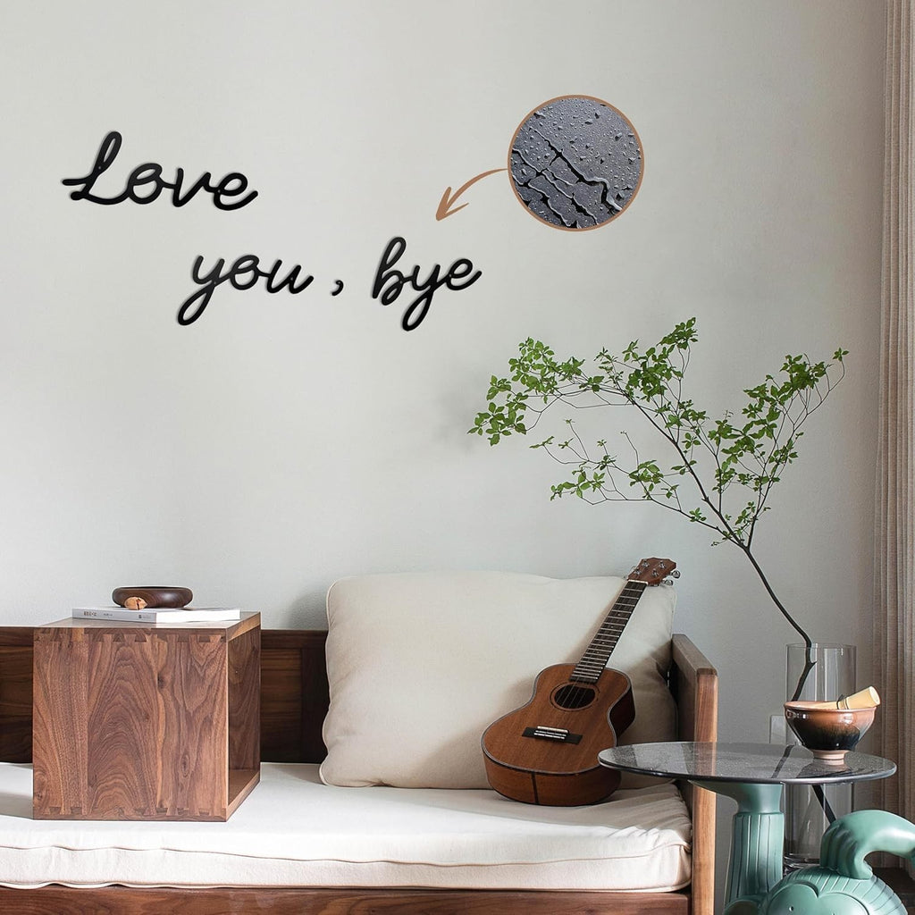 Ecqizer Love You Bye Metal Wall Decor 29.5 x 4.9 Inches Home Sign Black Design