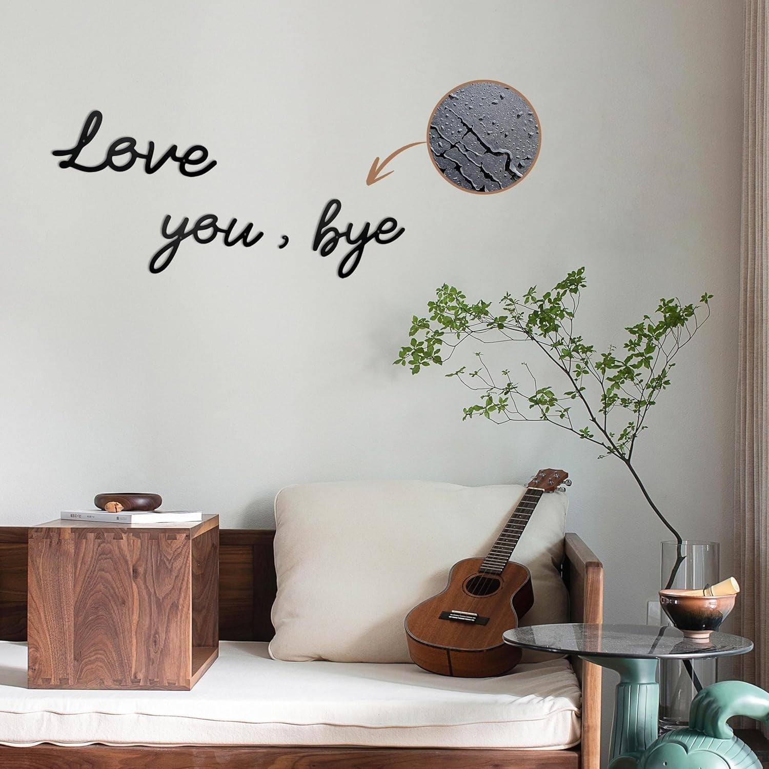 Ecqizer Love You Bye Metal Wall Decor 29.5 x 4.9 Inches Home Sign Black Design