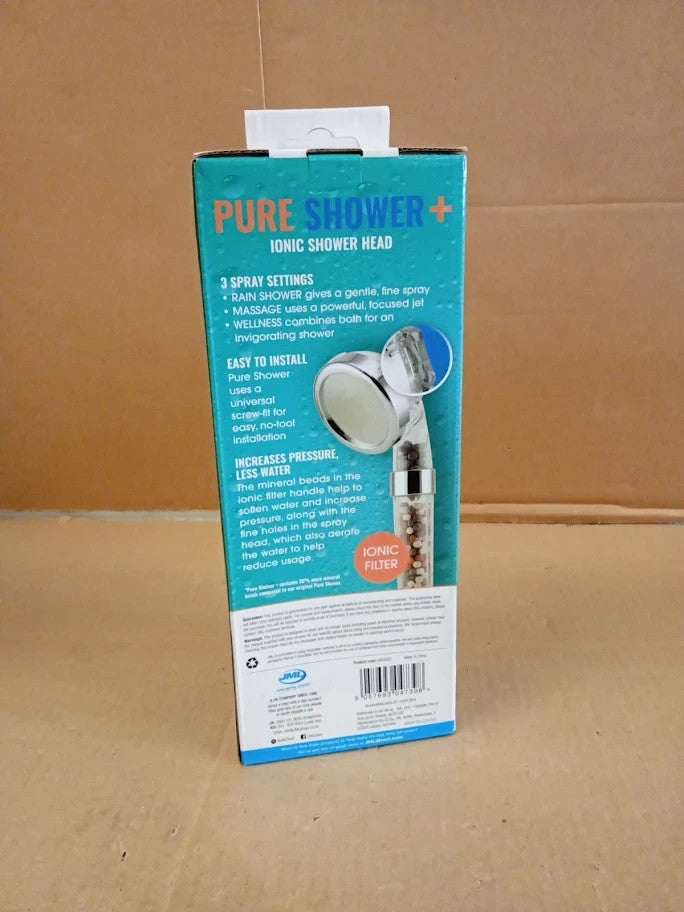 JML 3 Function Pure Shower Plus Ionic Mineral Bead Filtration Chrome New