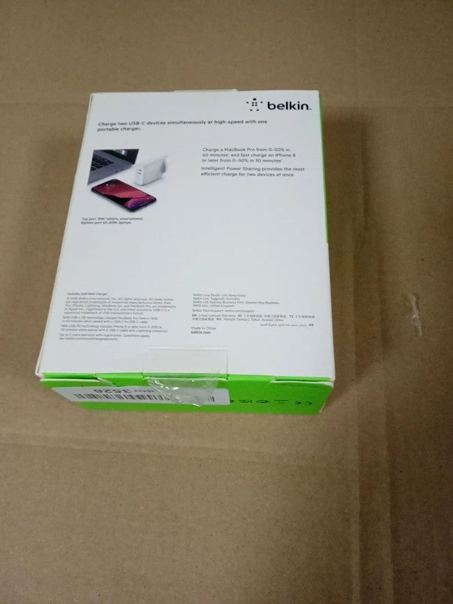 Belkin BoostCharge Dual USB PD GaN Wall Charger 63W USB C Fast Charger White