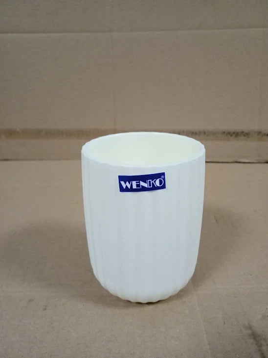 Wenko Agropoli Mug Cream White Toothbrush Holder Plastic Shape Textured New
