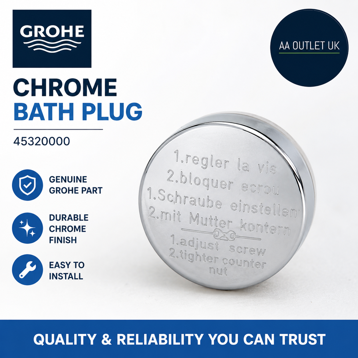 Grohe Chrome Bath Plug Chrome 45320000
