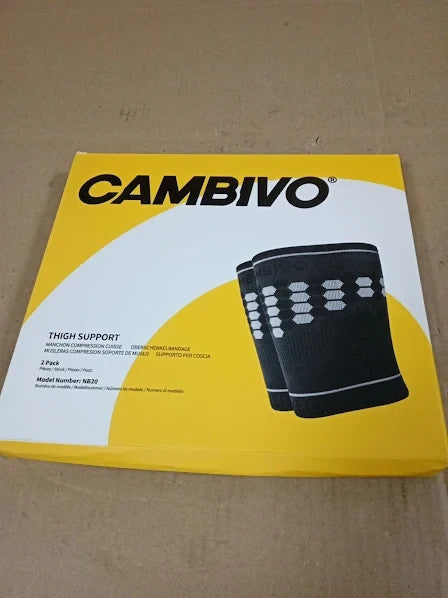 Cambivo Thigh Compression Support Sleeve Hot Cold Gel Pack 2 Sleeves Medium New