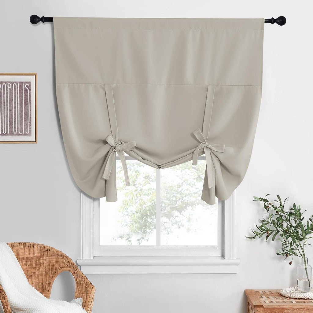 Nicetown Blackout Tie Up Curtain Energy Efficient Window Shades 160x132.1cm New