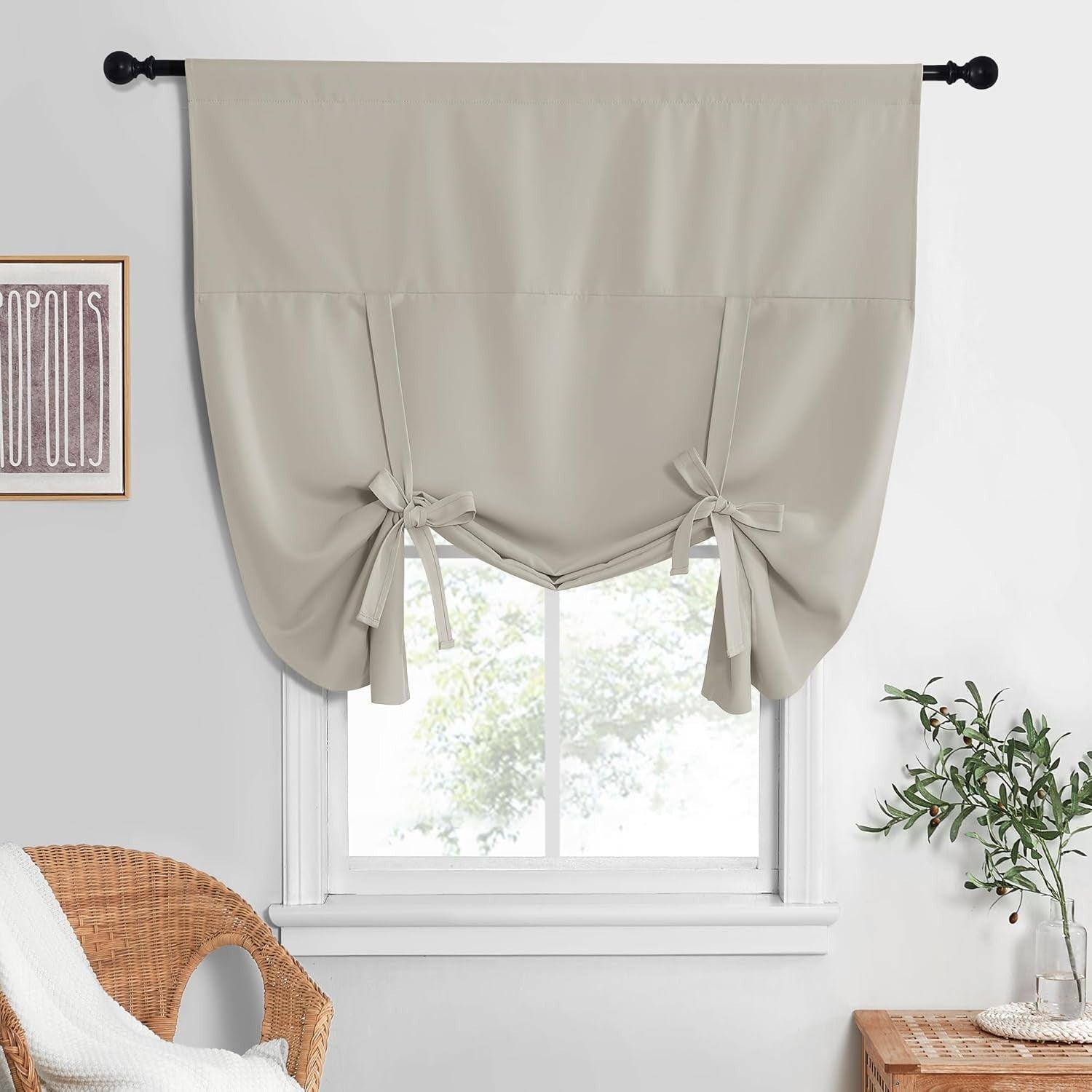 Nicetown Blackout Tie Up Curtain Energy Efficient Window Shades 160x132.1cm New