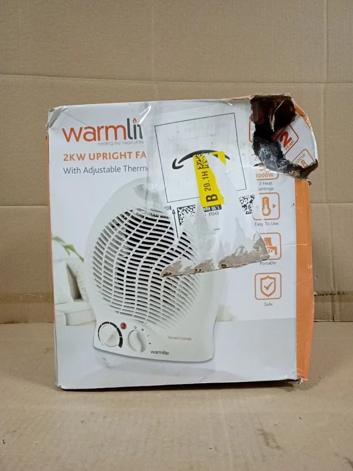 Warmlite 2000W Thermo Fan Heater White 2 Heat Settings Overheat Protection New