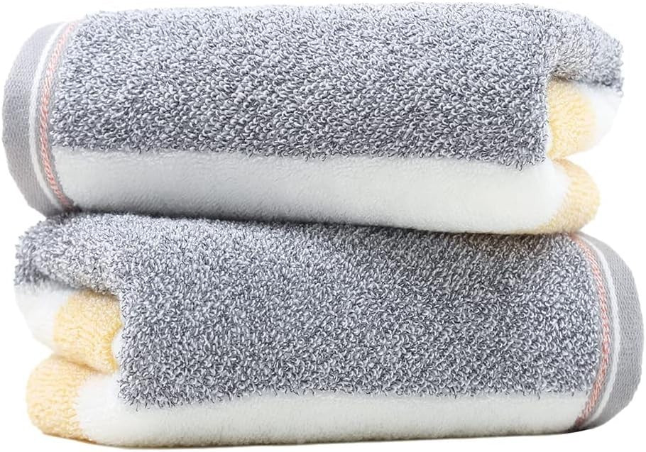 Sense Gnosis Yellow & Grey Striped Hand Towel Ultra Soft 100% Cotton 13x29in New