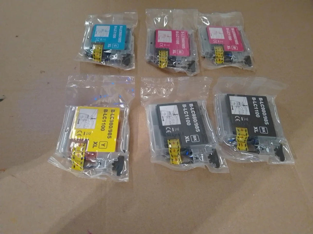 Compatible Brother LC980 LC985 LC1100 XL Ink Cartridges 6 Pack New