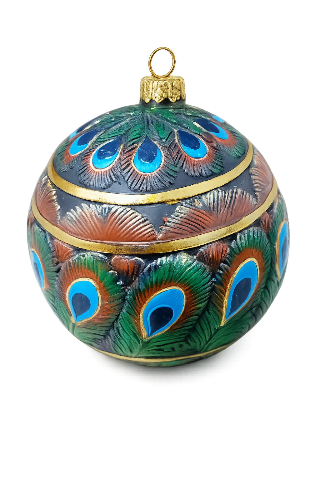 3 Pieces Hand Painted Peacock Glass Christmas Baubles Luxury Decorations New