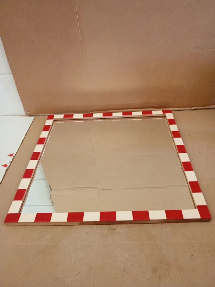 Habitat Striped Red Resin Square Wall Mounted Mirror Hinge 51x51cm