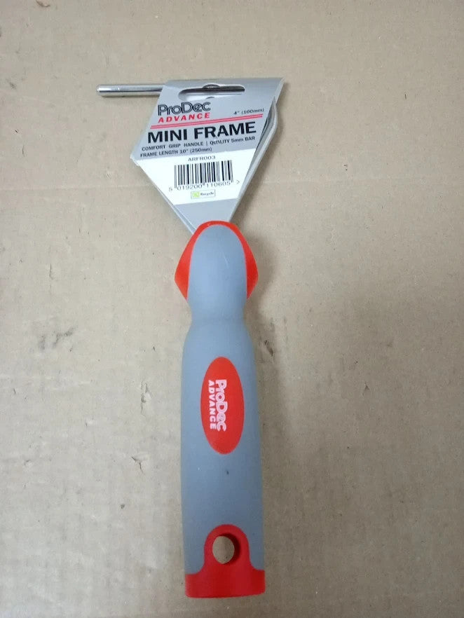 ProDec Advance 4inch Mini Paint Roller Frame Soft Grip 6mm Push Fit Chrome Bar