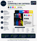 ECSC Compatible Ink Cartridge Replacement Epson Black Cyan Yellow Magenta 4pc