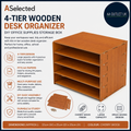 ASelected 4 Tier Wooden Desk Organizer Diy Office Storage Box 28x39x29cm
