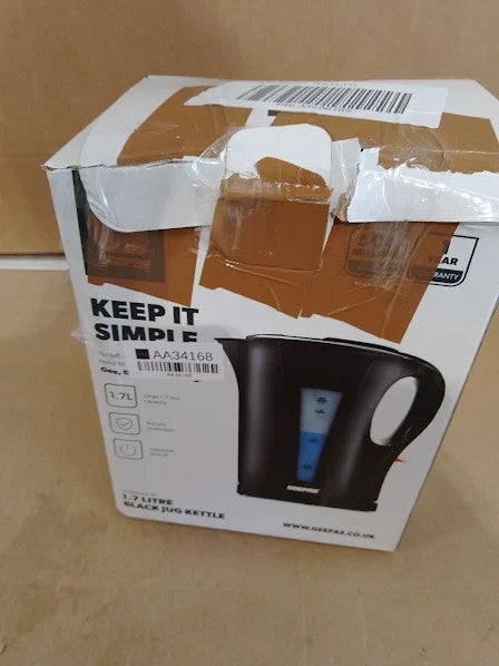 Geepas Electric Kettle 2200W Boil Dry Protection Auto Shut Off 1.7L Cordless