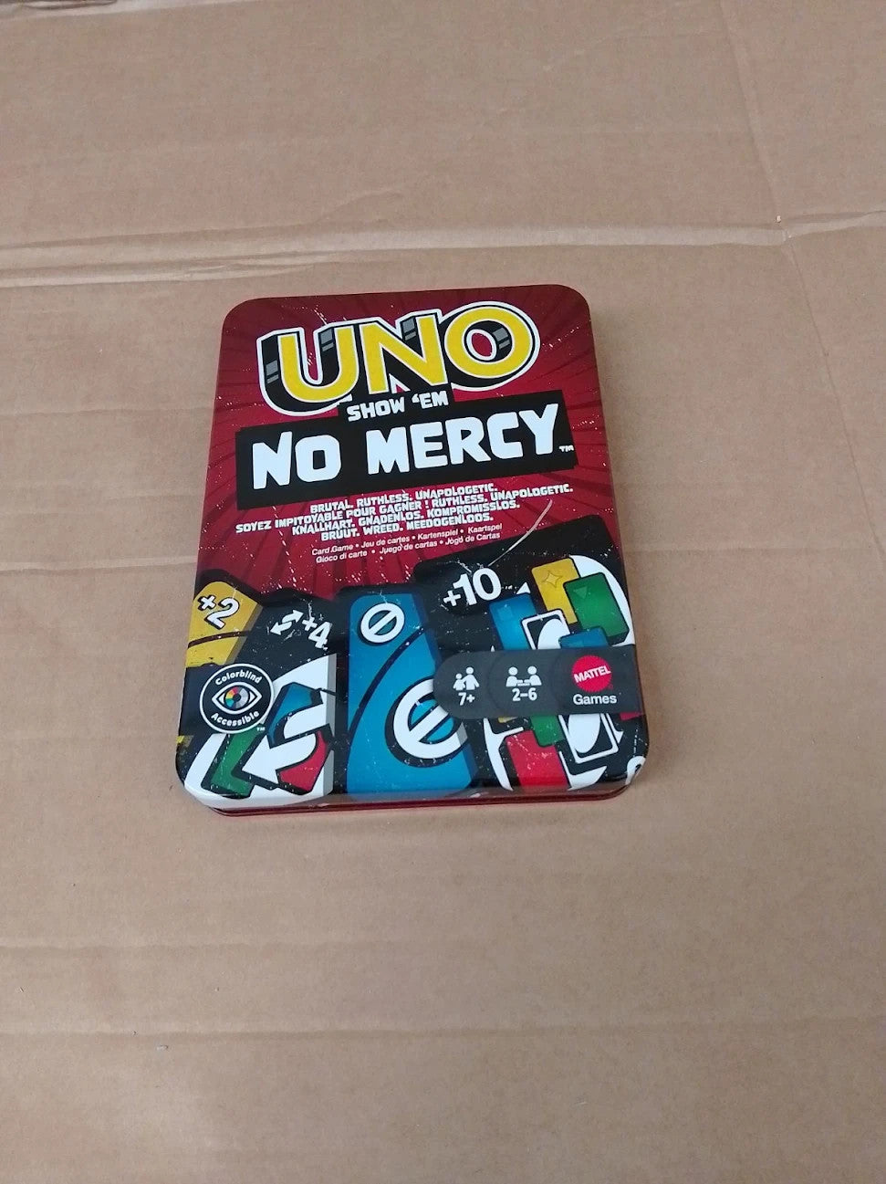Mattel Games UNO HXT57 Show ‘em No Mercy Card Storage Ages 7+ 2-6 Players New