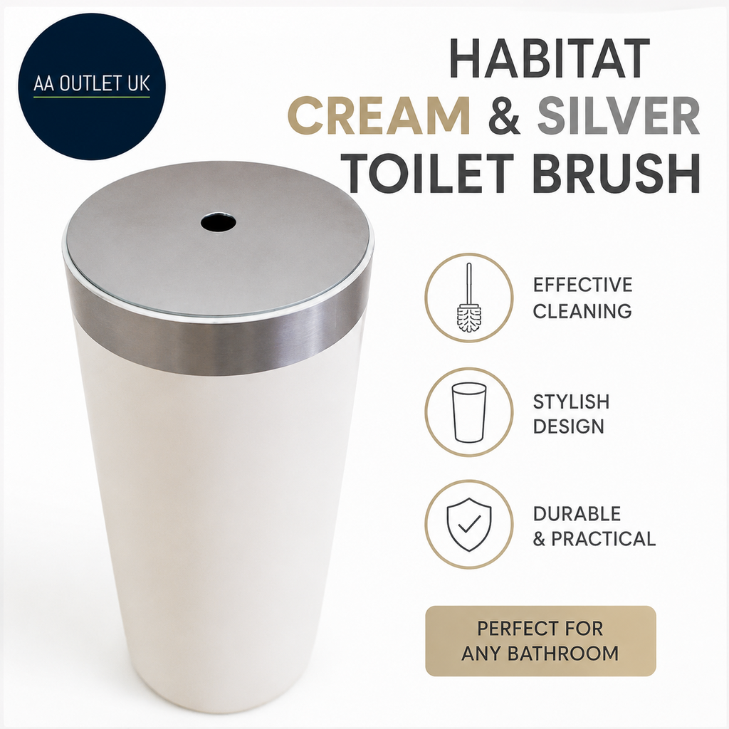 Habitat Toilet Brush Holder 38.5x9.5x9.5cm Cream And Silver