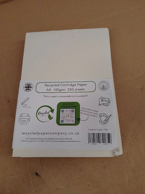 100% Eco Recycled Art A4 Cartridge Paper White Great Art Paper 140gsm 250sheets