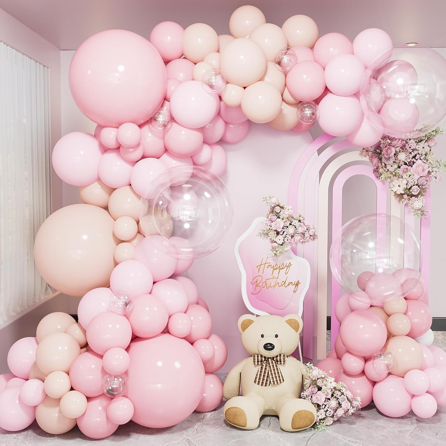Adeyoo Balloon Arch Kit Garland Baby Light Pastel Pink Nude Clear Decoration New