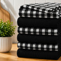 Casabella Pack Of 6 Terry Towelling Cotton Kitchen Tea Towels Soft Black New