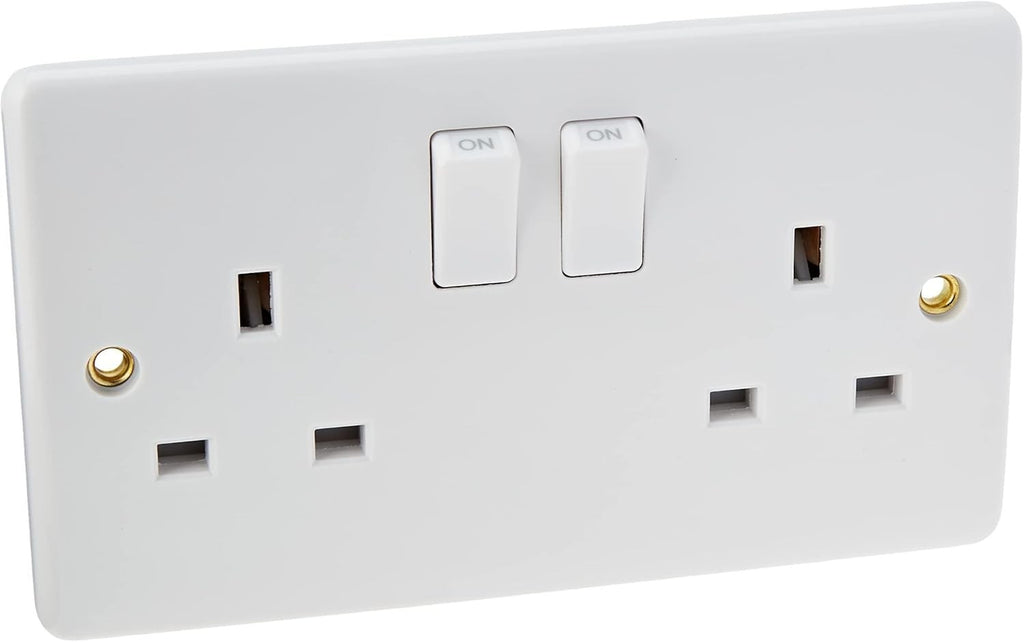 Knightsbridge CU9000 Curved Edge 13A 2 Gang DP Switched Socket White New