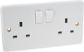 Knightsbridge CU9000 Curved Edge 13A 2 Gang DP Switched Socket White New