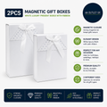 ASelected 2 Pieces Magnetic Gift Boxes White Luxury Present Ribbon Design