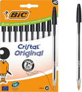 BIC Cristal Original Ballpoint Pens Medium Tip 1mm Black 10 Pieces New