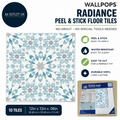 WallPops FP2949 Radiance Peel & Stick Floor Tiles Blue 12x12in 10 Pieces