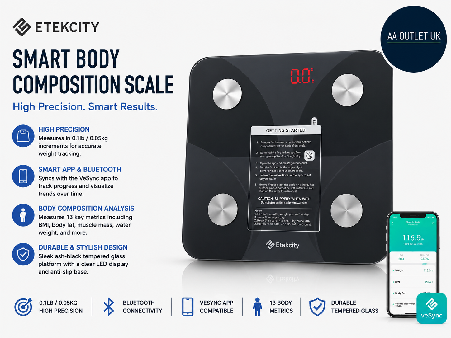 Etekcity Scales for Body Weight, High Precision 0.1lb Bathroom Digital Weighing
