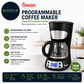 Swan SK13130N Programmable Coffee Maker Keep Warm Function Lcd Timer 750m Black
