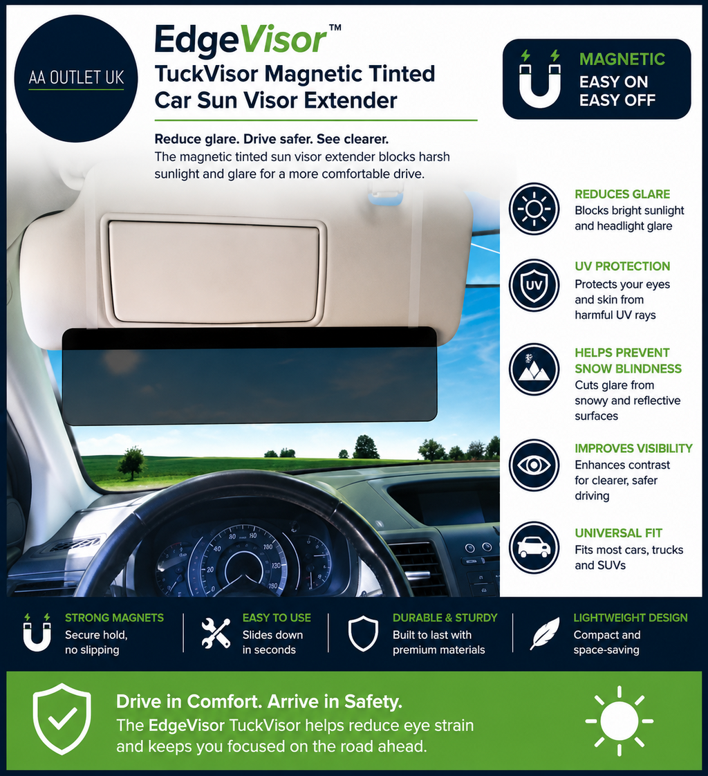 EdgeVisor TuckVisor Magnetic Tinted Car Sun Visor Sunshade Extender Window