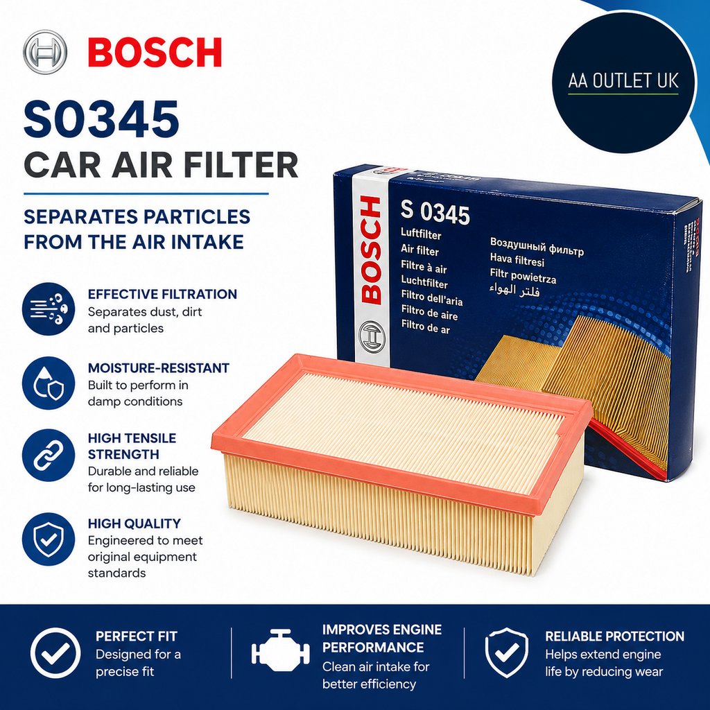 Bosch S0345 Car Air Filter Separates Particles Air Intake Moisture Resistant
