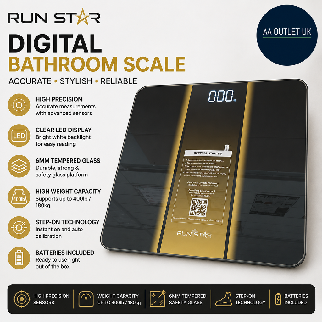 RunStar Scale Body Weight Digital Bathroom Scale High Precision Clear LED