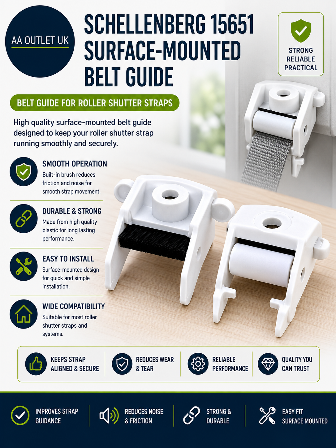Schellenberg 15651 Surface Mounted Belt Guide Roller Shutter Straps