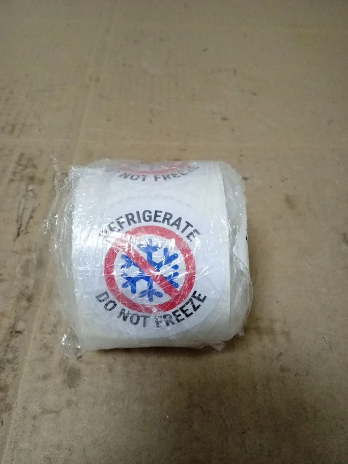 V Safety Refrigerate Do Not Freeze Sticker 50mm Diameter New