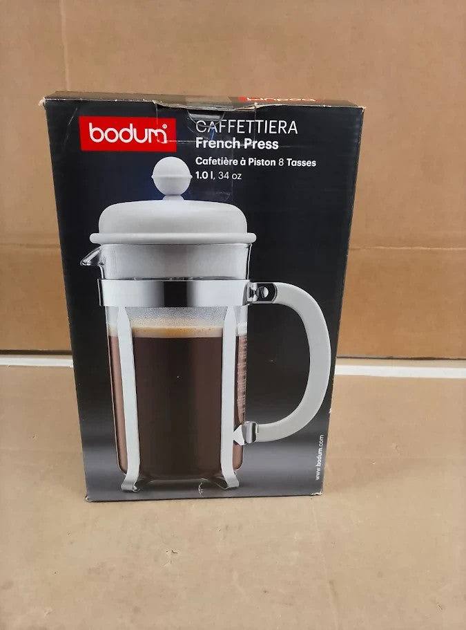 Bodum French Press Caffettiera Black 1L 8 Cup Coffee Maker Durable Glass New