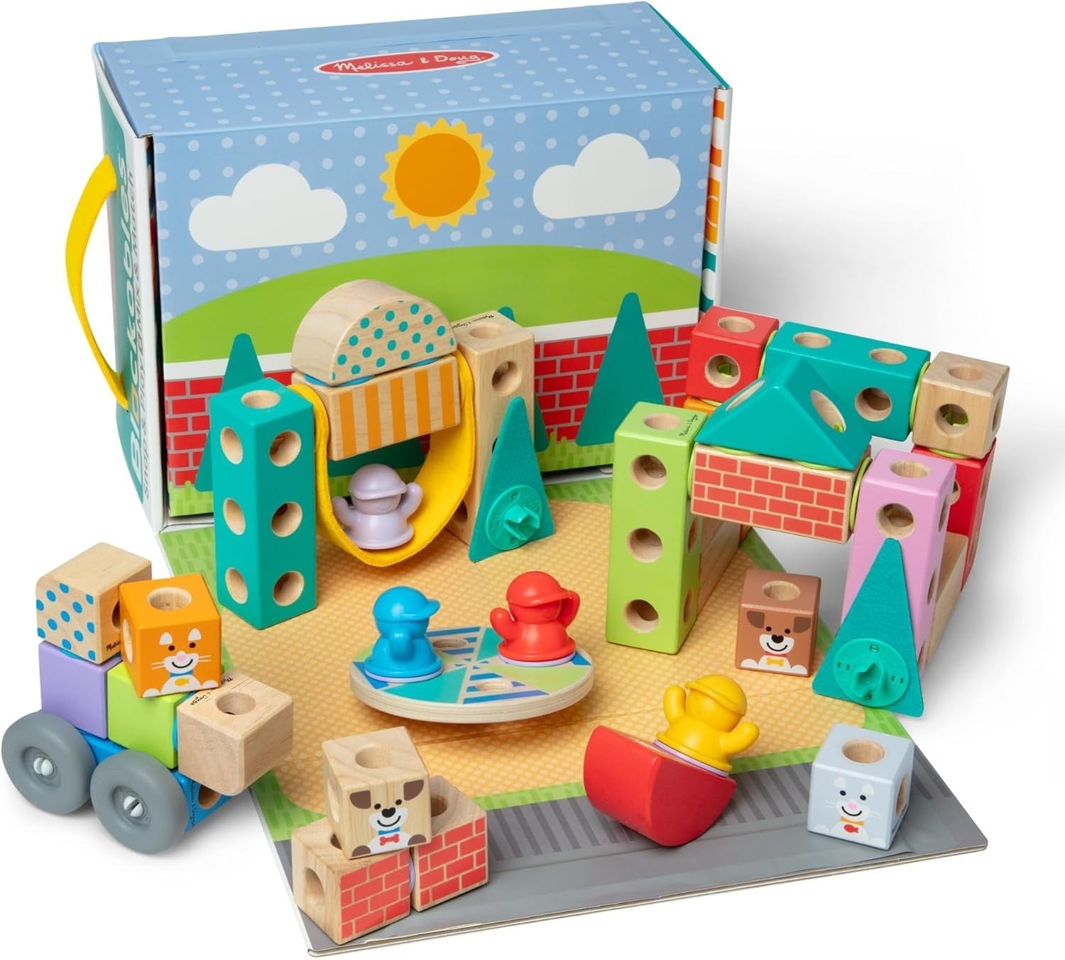 Melissa Doug Blockables Town Snap Play Educational Toy Set Children 2+ New