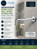 Nuie ARM01 Modern Bathroom Round Fixed Wall Mount Shower Arm 395mm Chrome