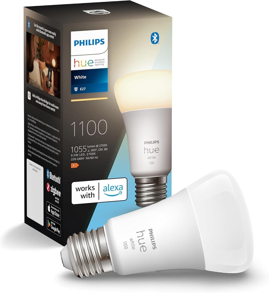 Philips Hue White E27 Lamp Single Pack 1x1055lm Dimmable Warm White New