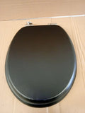 Home Slow Close Wooden Toilet Seat Black 45.5x37.7x5.6cm Alloy Hinge Slow Close
