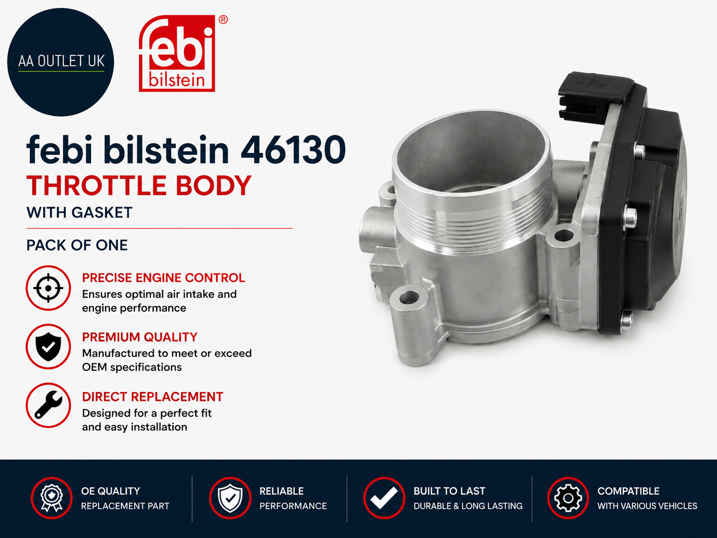 Febi Bilstein 46130 Throttle Body With Gasket Pack Of One 27x18.5x16cm