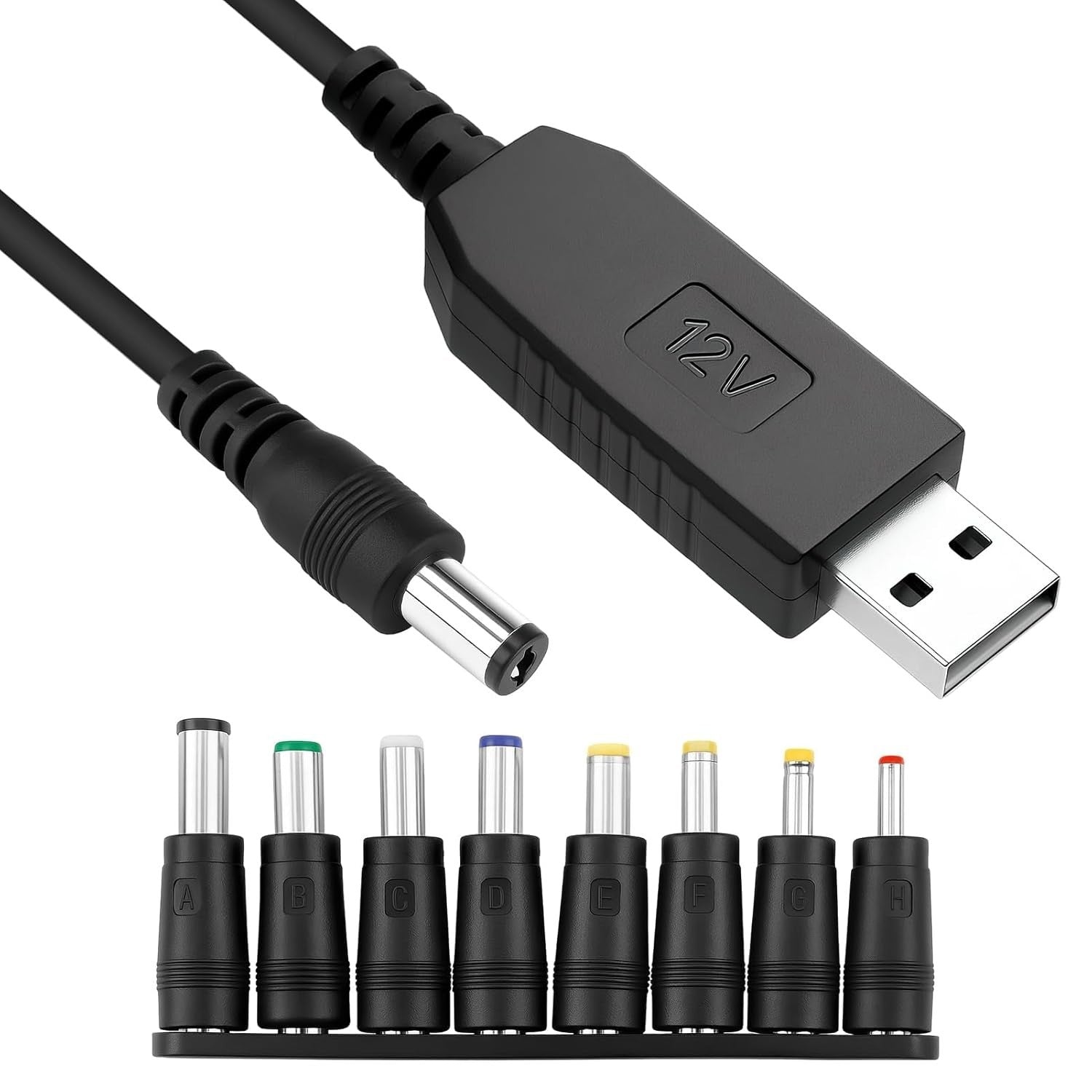Paicreate USB DC 12V Power Cable 1M 8 DC Connectors Universal Adapter Cord New