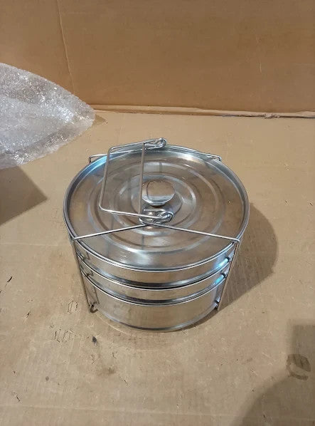 Ladieshow Stackable 3 Tier Stainless Steel Steamer Cooker Pot 19.1x19x19cm New