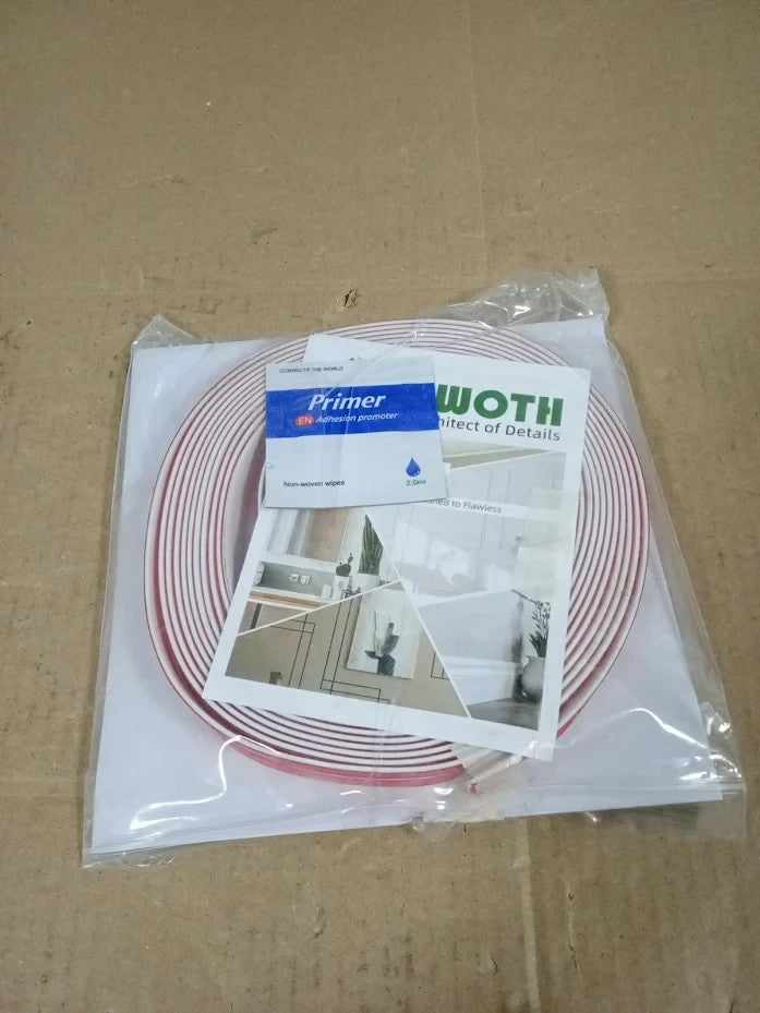 JSIWOTH 3.1M PVC Corner Trim Self Adhesive Wall Protector White 16mm Design New