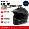 Zorax ZORX15 Black XL 55 To 56cm Kids Children Motocross Motorbike Helmet